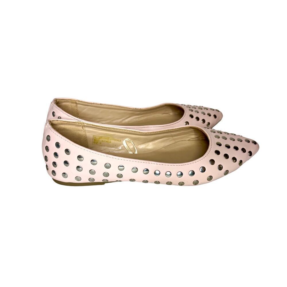 Wild Diva Blush pink Studded Pointed Toe Ballet Flats Women’s Shoes Size 8 - Picture 5 of 10